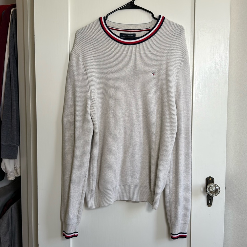 Tommy Hilfiger Gray Cotton Crewneck Sweater Men’s Medium